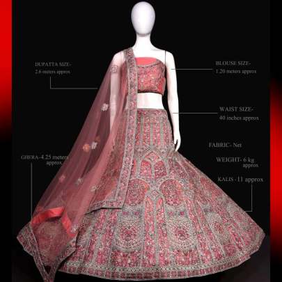 Design No : 51B Wedding Wear Net Lehenga Choli Gujju Fashions