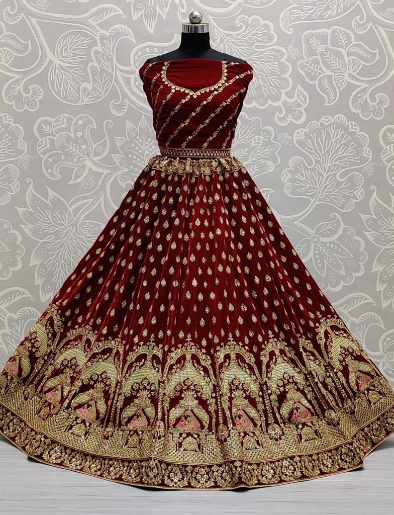 Bridal Lehengas : Brown georgette thread and zari work bridal ...