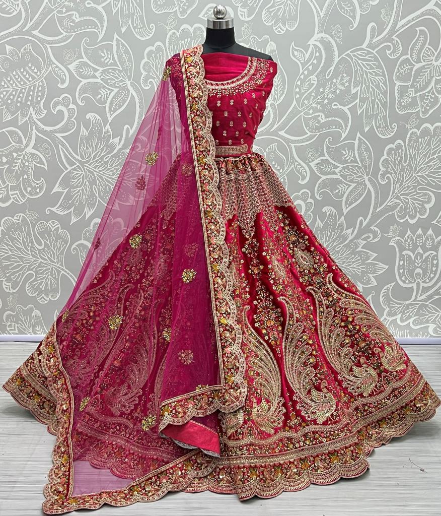 Luxury Designer Pure Silk Bridal Lehenga Choli For Women India & USA –  Sunasa