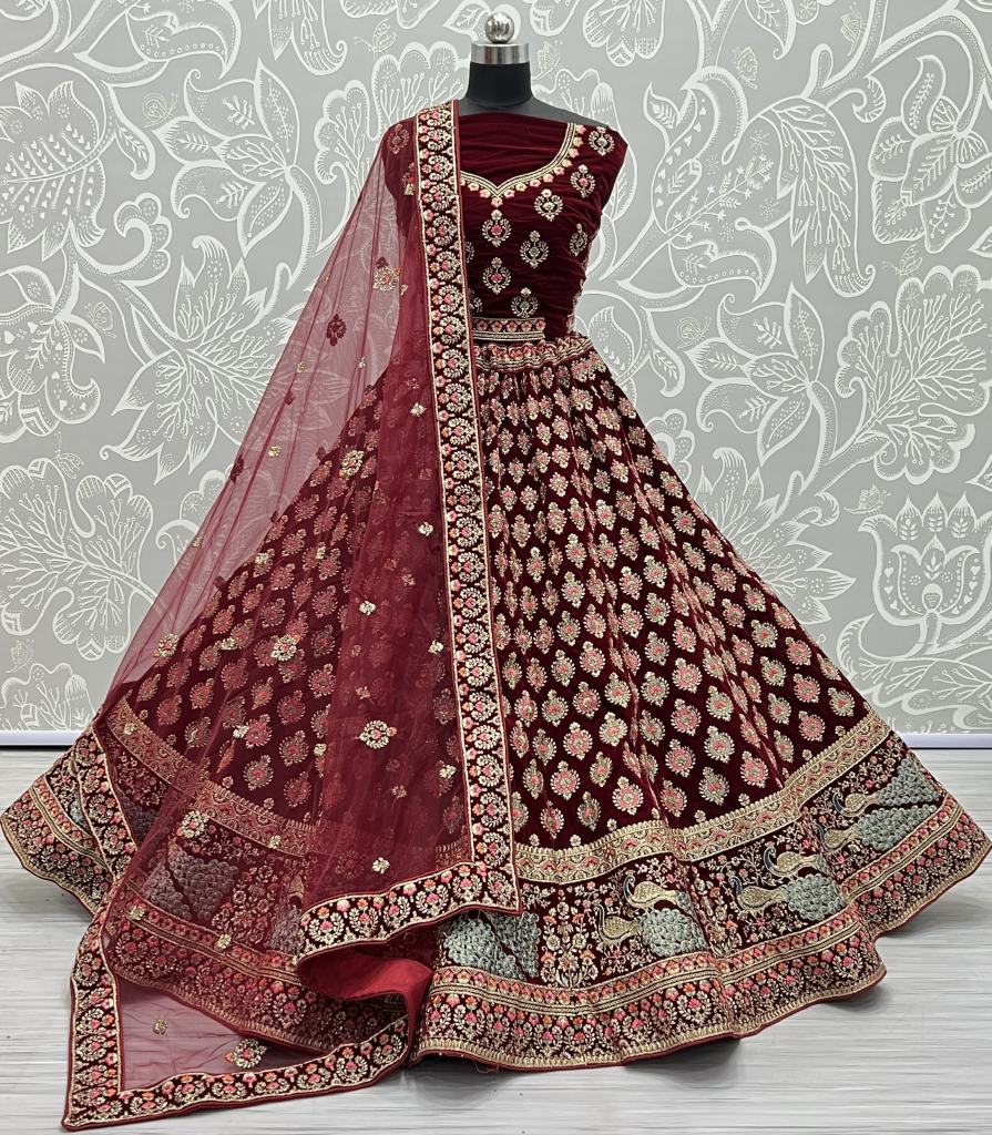 New and Unique Multi Wedding Lehenga Choli with Intricate Embellishments.