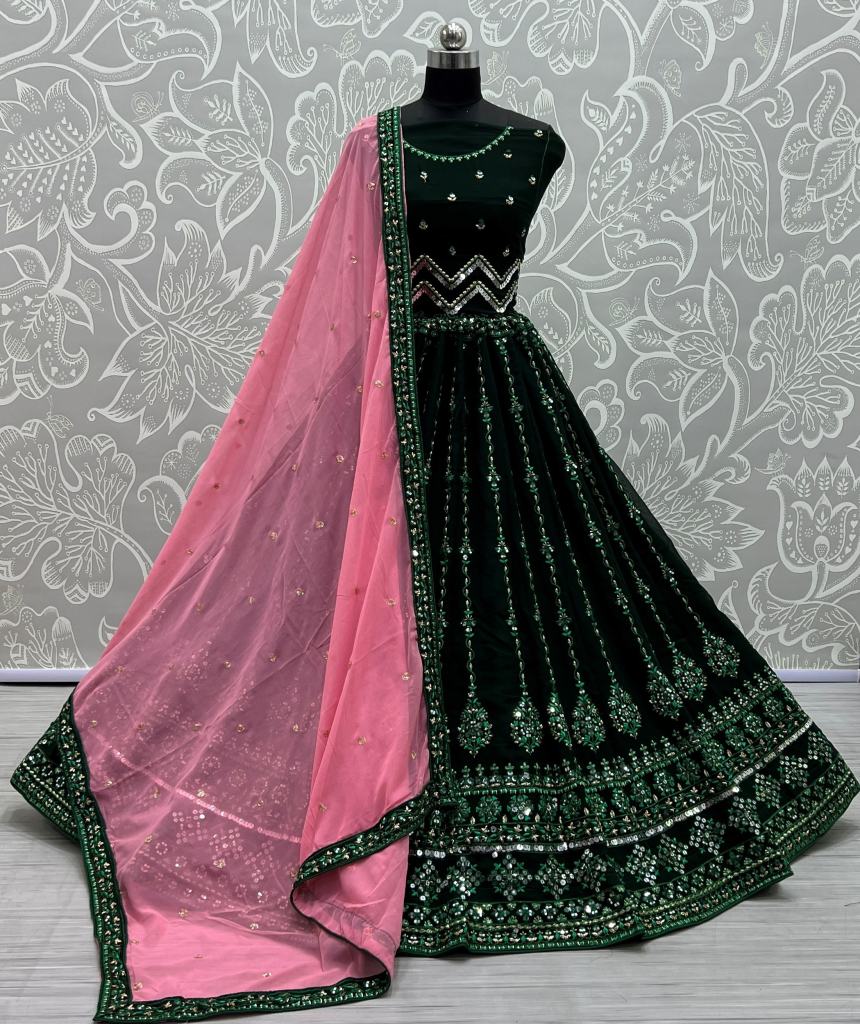 Latest) Lime Green Chaniya Choli Design For Wedding