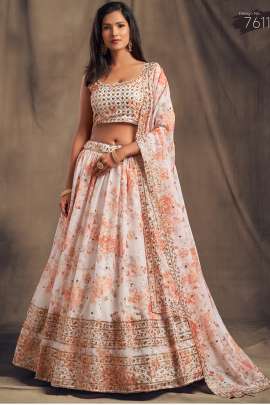 7611 Floral Roses Printed Beautiful Design Wedding Wear Lehenga Choli Gujju Fashions