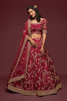 7802 Wedding Wear Designer Art Silk Lehenga Choli Gujju Fashions