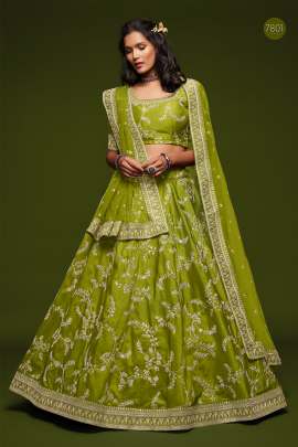 7802 Wedding Wear Designer Art Silk Lehenga Choli Gujju Fashions Designer Lehnga Choli