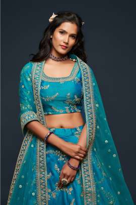 7802 Wedding Wear Designer Art Silk Lehenga Choli Gujju Fashions Designer Lehnga Choli