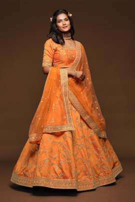 7802 Wedding Wear Designer Art Silk Lehenga Choli Gujju Fashions Designer Lehnga Choli