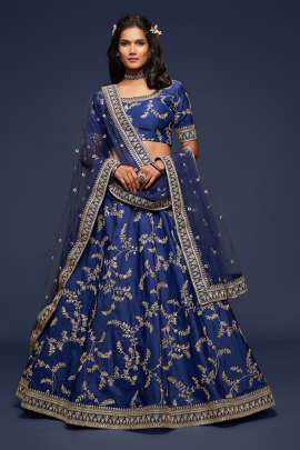 7802 Wedding Wear Designer Art Silk Lehenga Choli Gujju Fashions Designer Lehnga Choli