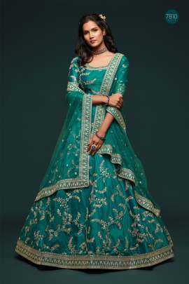 7802 Wedding Wear Designer Art Silk Lehenga Choli Gujju Fashions Designer Lehnga Choli