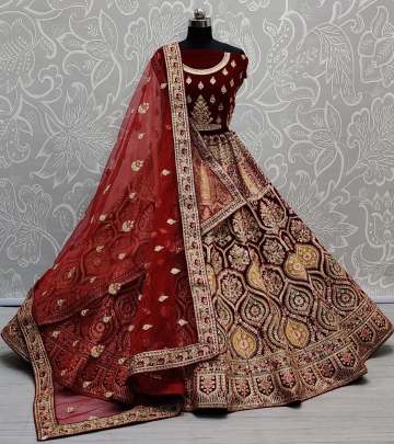 A2256 Wedding wear Sequence work Velvet Bridal Lehenga Choli Gujju Fashions