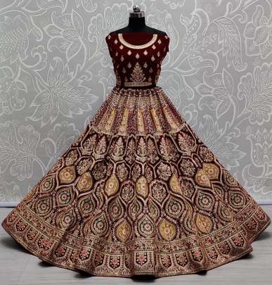 A2256 Wedding wear Sequence work Velvet Bridal Lehenga Choli Gujju Fashions Designer Lehnga Choli