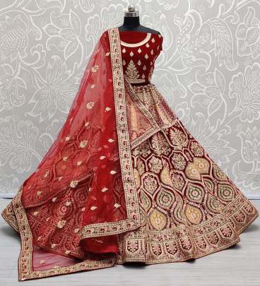 A2256 Wedding wear Sequence work Velvet Bridal Lehenga Choli Gujju Fashions Designer Lehnga Choli