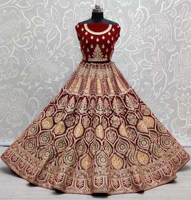 A2256 Wedding wear Sequence work Velvet Bridal Lehenga Choli Gujju Fashions Designer Lehnga Choli