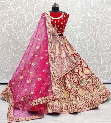 A2256 Wedding wear Sequence work Velvet Bridal Lehenga Choli Gujju Fashions Designer Lehnga Choli