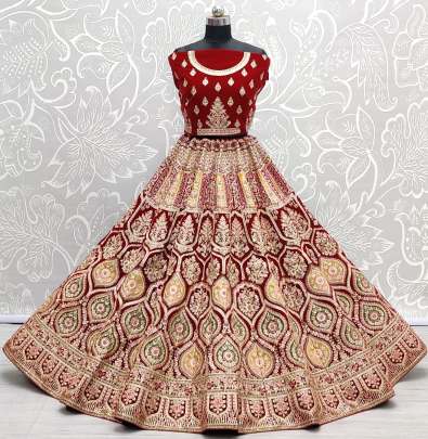 A2256 Wedding wear Sequence work Velvet Bridal Lehenga Choli Gujju Fashions Designer Lehnga Choli