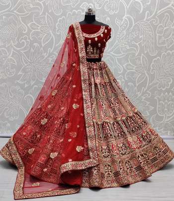 A2257 Velvet and Multi Embroidery work Designer Bridal Lehenga choli Gujju Fashions