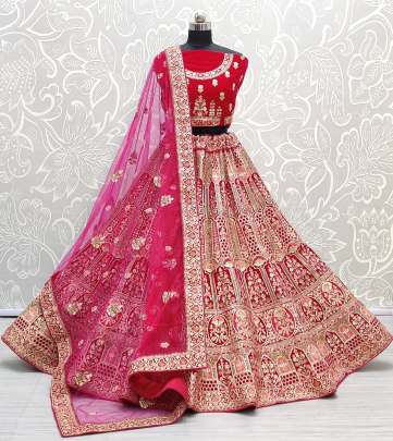 A2257 Velvet and Multi Embroidery work Designer Bridal Lehenga choli Gujju Fashions Designer Lehnga Choli