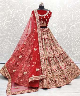 A2257 Velvet and Multi Embroidery work Designer Bridal Lehenga choli Gujju Fashions Designer Lehnga Choli