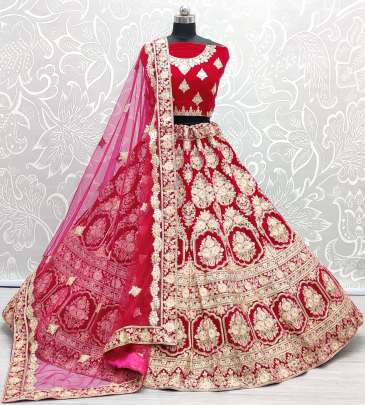 A2258 Flower Embroidery Dori Woek Velvet Lehenga Choli Gujju Fashions Designer Lehnga Choli