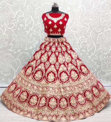 A2258 Flower Embroidery Dori Woek Velvet Lehenga Choli Gujju Fashions Designer Lehnga Choli