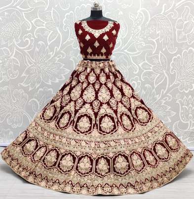 A2258 Flower Embroidery Dori Woek Velvet Lehenga Choli Gujju Fashions Designer Lehnga Choli