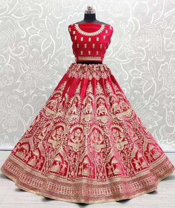 A2259 Bharat and Elephant Embroidery Work Velvet Bridal Lehenga Choli Gujju Fashions Designer Lehnga Choli