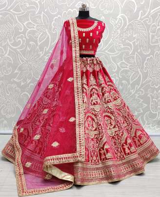 A2259 Bharat and Elephant Embroidery Work Velvet Bridal Lehenga Choli Gujju Fashions Designer Lehnga Choli