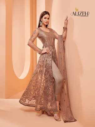 ALIZEH GUL BAHAAR VOL-1 Wedding wear Buttefly Net Embroidery work Gown Gujju Fashions Anarkali Gown