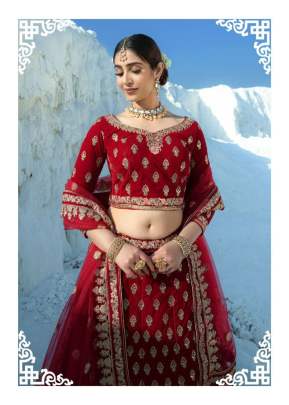 Beautiful Peacock Designer Dori Embroidery Work Velvet Bridal Lehenga Choli Gujju Fashions Designer Lehnga Choli