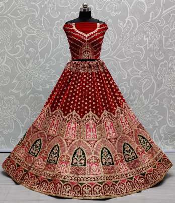 Beautiful Designer Wedding Wear Dori Embroidery Velvet Bridal Lehenga Choli Gujju Fashions Designer Lehnga Choli