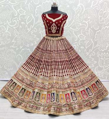 Beautiful Dori Work & Zari Work Multi Thread Bridal Lehenga Choli Gujju Fashions Designer Lehnga Choli