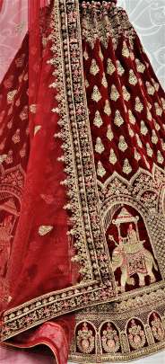 Beautiful Elephant Plakhi Embroidered Velvet Lehenga Choli Gujju Fashions Designer Lehnga Choli