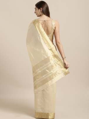 Beige Art Silk Solid Mysore Silk Saree Gujju Fashions Silk Sarees