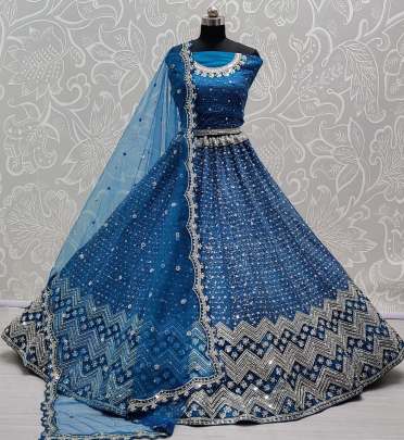 Bollywood Designer Thread and Mirror Crafted Lehenga Choli Gujju Fashions Designer Lehnga Choli