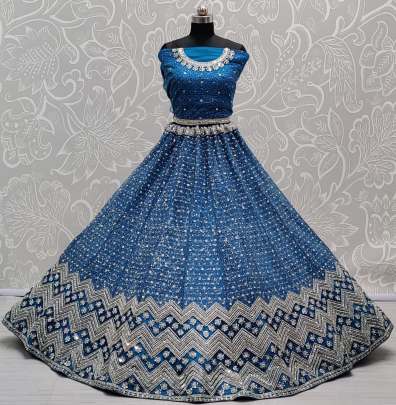 Bollywood Designer Thread and Mirror Crafted Lehenga Choli Gujju Fashions Designer Lehnga Choli