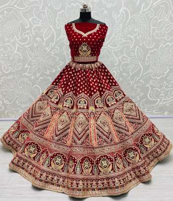 Designer Beautiful Wedding Bridal Velvet Lehenga Choli Gujju Fashions Designer Lehnga Choli