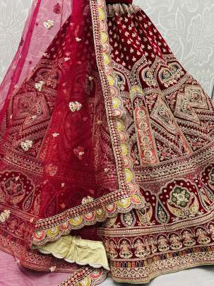 Designer Beautiful Wedding Bridal Velvet Lehenga Choli Gujju Fashions Designer Lehnga Choli