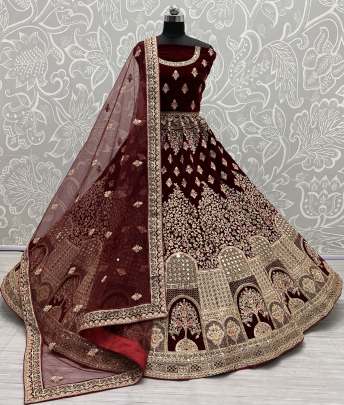 Designer Hand Crafted and Dori Work Bridal Lehenga Choli Gujju Fashions