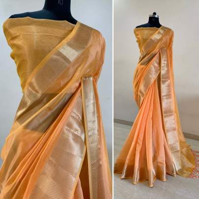 Designer PartyWear Organza Saree With Jacquard Border Fujju Fashions Designer Sarees