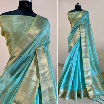 Designer PartyWear Organza Saree With Jacquard Border Fujju Fashions Designer Sarees