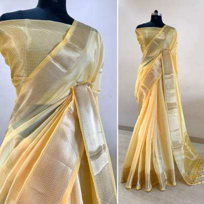 Designer PartyWear Organza Saree With Jacquard Border Fujju Fashions Designer Sarees