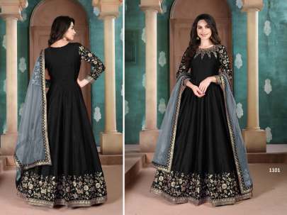 Designer PartyWear Silk Gown Gujju Fashions Anarkali Gown