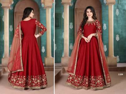 Designer PartyWear Silk Gown Gujju Fashions Anarkali Gown