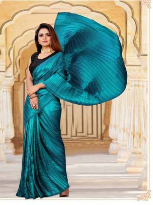 Designer Partywear Vichitra Saree & Sequence Blouse Unstitched  Gujju Fashions Designer Sarees