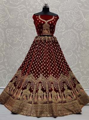 Designer Wedding Wear Velvet Bridal Lehenga Choli With Dupatta Gujju Fashions Designer Lehnga Choli