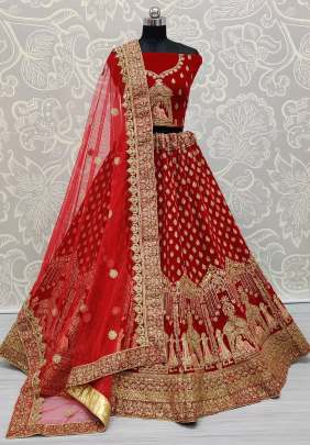 Designer Wedding Wear Velvet Bridal Lehenga Choli With Dupatta Gujju Fashions Designer Lehnga Choli