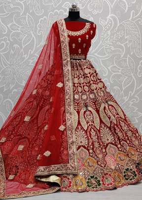 Designer Wedding Wear Velvet Lehnga Choli Gujju Fashions