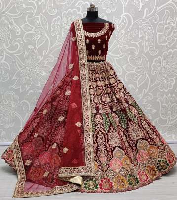 Designer Wedding Wear Velvet Lehnga Choli Gujju Fashions Designer Lehnga Choli