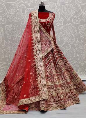 Designer Zari  and Multi thread Embroidery Bridal Lehenga Choli Gujju Fashions Designer Lehnga Choli