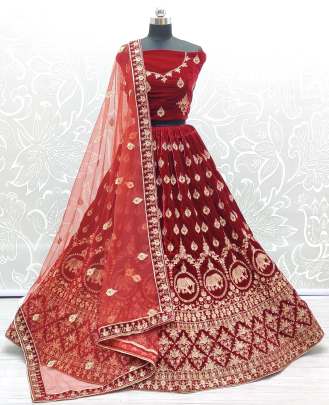 Dori Embroidery Velvet wedding Wear Designer Lehenga Choli Gujju Fashions