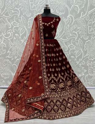 Dori Embroidery Velvet wedding Wear Designer Lehenga Choli Gujju Fashions Designer Lehnga Choli